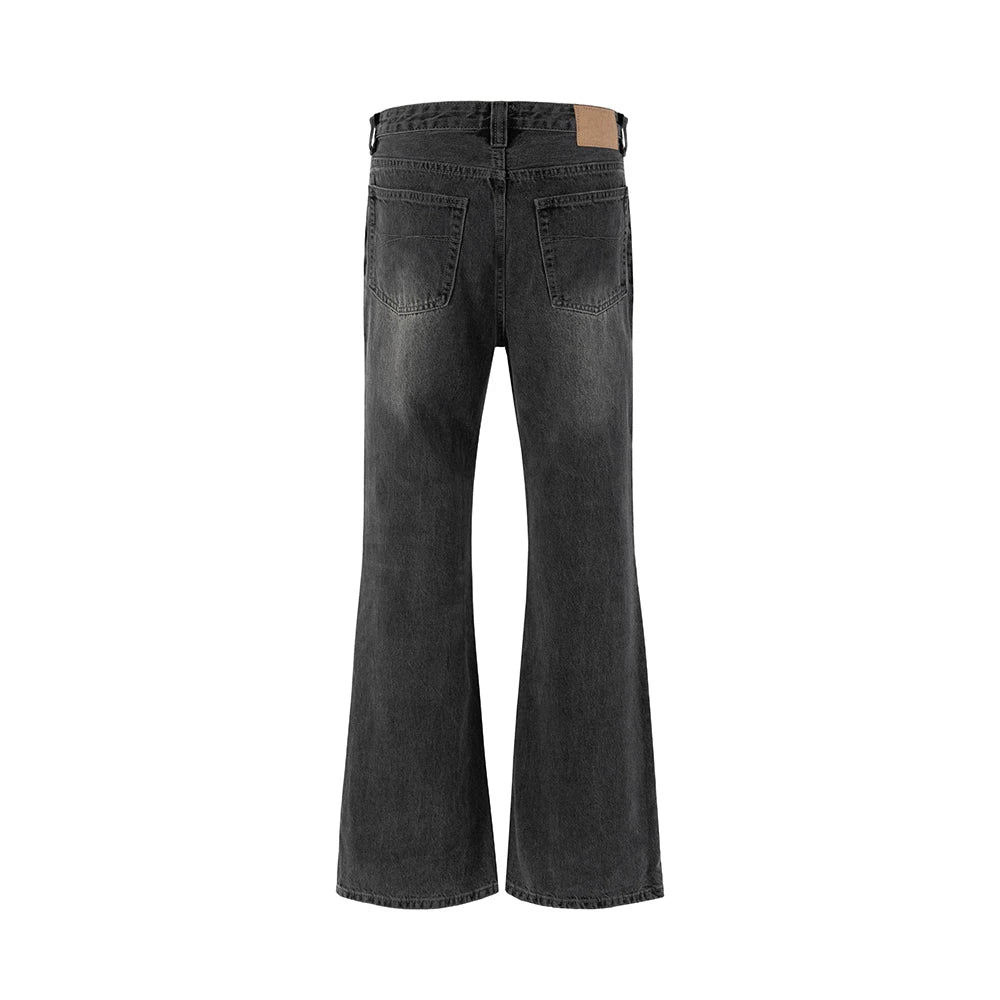 distressed micro rugged mud dyed boot cut jeans unisex straight y2k pantalones hombre casual washed denim pants oversized stacked flare jeans