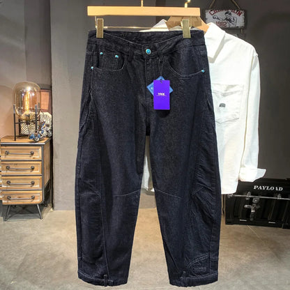 men denim streetwear fashion brand hip hop loose casual wide leg cargo harem jeans pant cityboy y2k baggy jeans trousers unique cargo style 1793