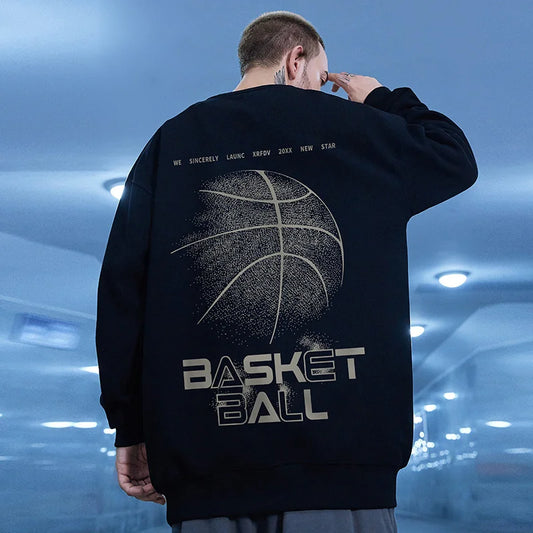 Funny Cartoon Basketball Graphic Pullovers Fleece Sweatshirts Hombre Letter Printed Crewneck Hoodie Y2K Streetwear Clothing Street King Limited