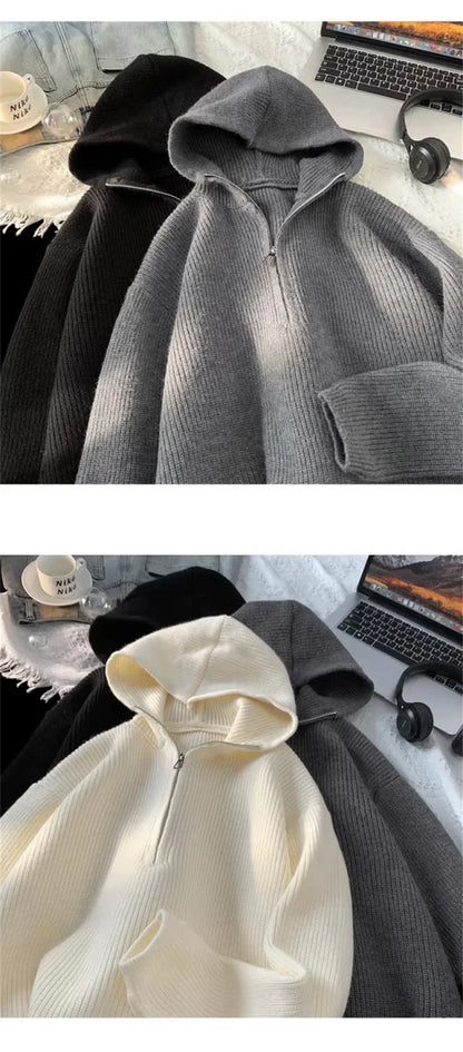 New Half Zipper sweater Knitted Sweater For Men Y2K Vintage Long Sleeve