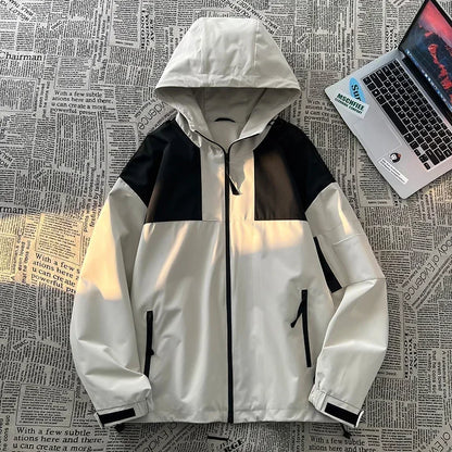 american style clash color waterproof jacket for men new outdoor climbing windbreaker casual punching jackets male coats urban fashion pants