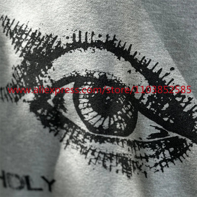 New 2024 Autumn/Winter Vintage Heavy American Hoodie Men's Long Sleeve High Quality Tops High Street Eye Print Casual Fashion Street King Limited