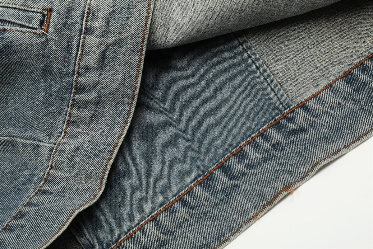 24fw kanye west yzy brand fashion high street heavy weight denim jacket worn quality jacket coat for men unique jeans style 84
