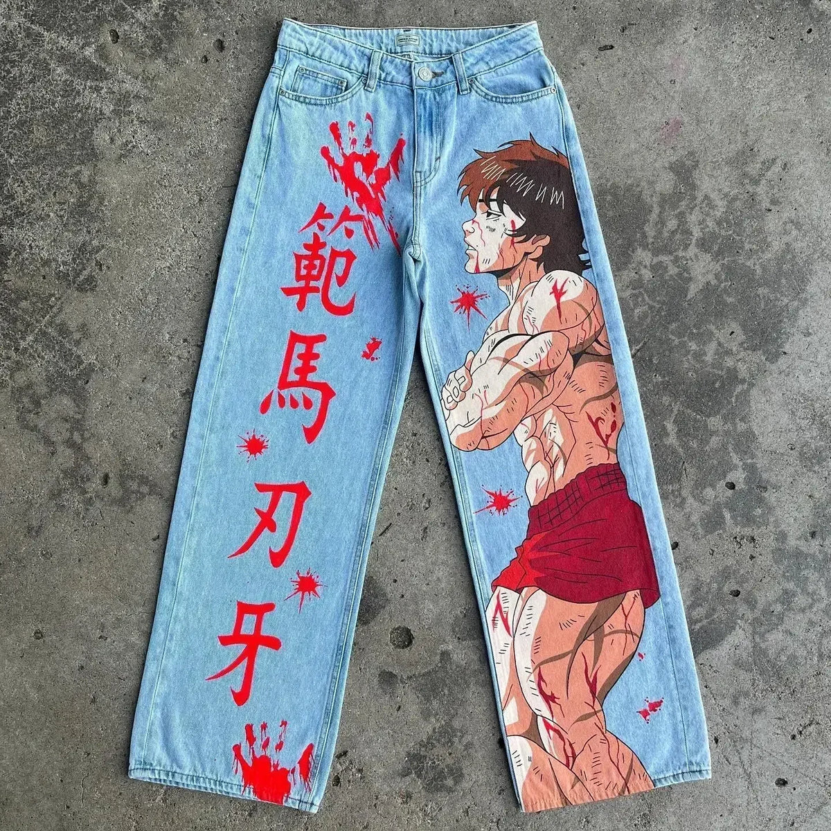 harajuku high street y2k baggy jeans punk popular print wide leg denim pants jeans streetwear trouser men clothing denim street jeans