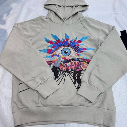 Autumn and winter 2024 new all-seeing eye embroidered hoodie Street King Limited