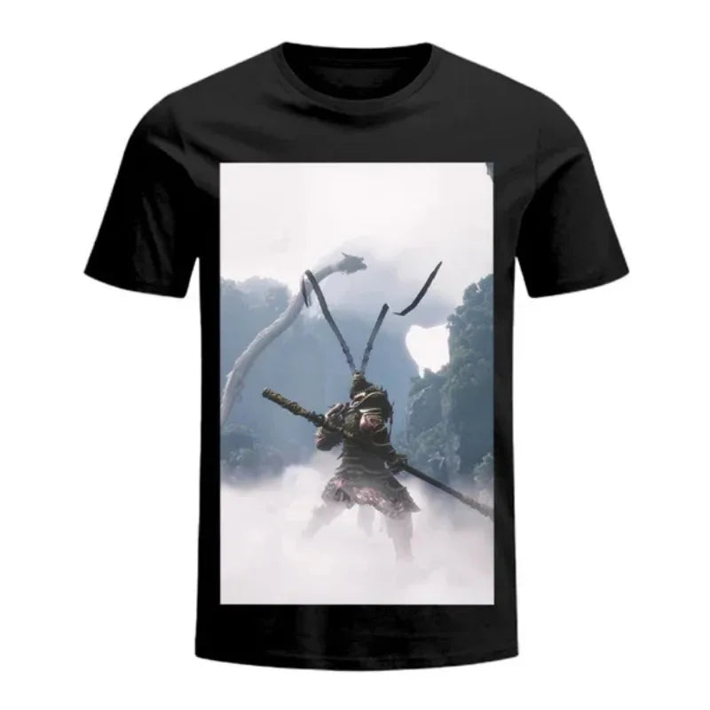 Black Myth Wukong Printed Oversized Short-sleeved Top Men Y2k American Street Casual Breathable Cotton Round Neck T-shirt Women Street King Limited