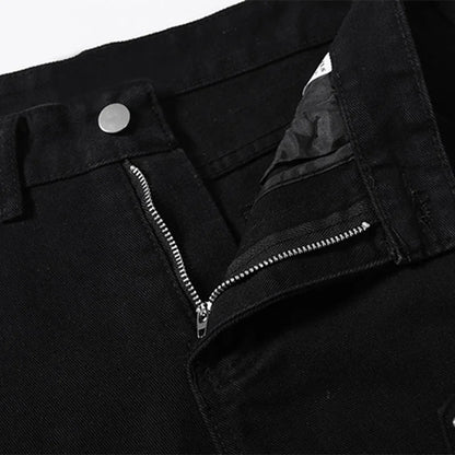 Men Cargo Jeans Vintage Stacked Black Hip Hop Flared Trousers Y2k High Street Baggy Denim Pants Casual Streetwear Unisex Street King Limited