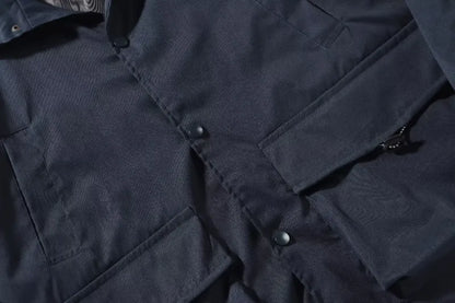 japanese spring jacket mens single breasted stand collar harajuku unisex coats solid big pocket drawstring casual men outwear unique default style 1898