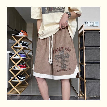 high street hip hop men and women summer personalized capris american trendy letter printing loose sports casual shorts y2k unique shorts style 4598