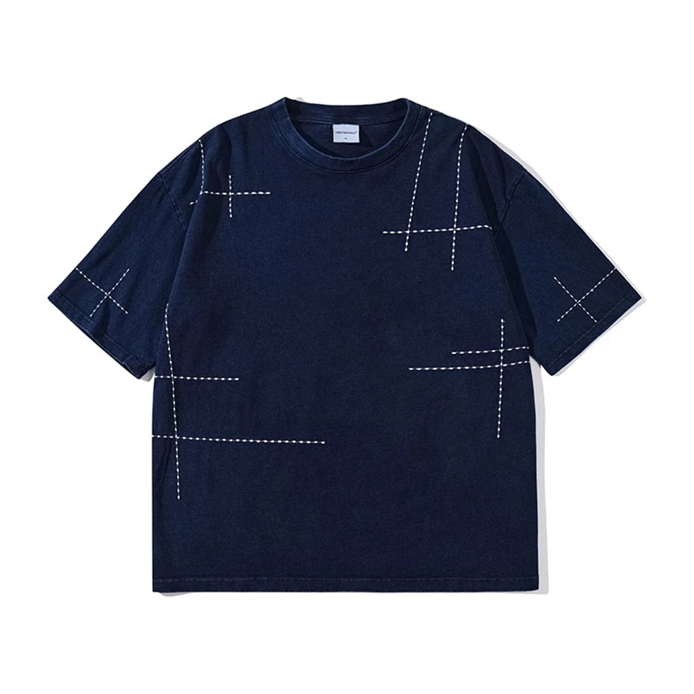 2024 Hip Hop T-Shirt Black Blue Streetwear Water Droplet Embroidery T-shirts Casual Cotton Unisex Tshirt Men Tops Tees Hipster Street King Limited