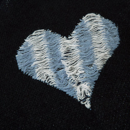 2023 Vintage Sweater Ripped Distressed Heart Graphic Knitted Jumpers Men Streetwear Harajuku Oversized Sweaters Y2K Pullover Street King Limited
