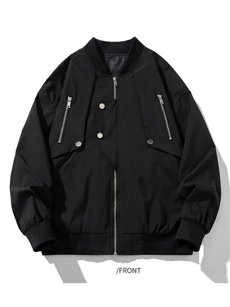 autumn mens zipper bomber jackets aesthetic vintage casual baseball uniform design hip hop street fashion techwear jacket man unique default style 1536