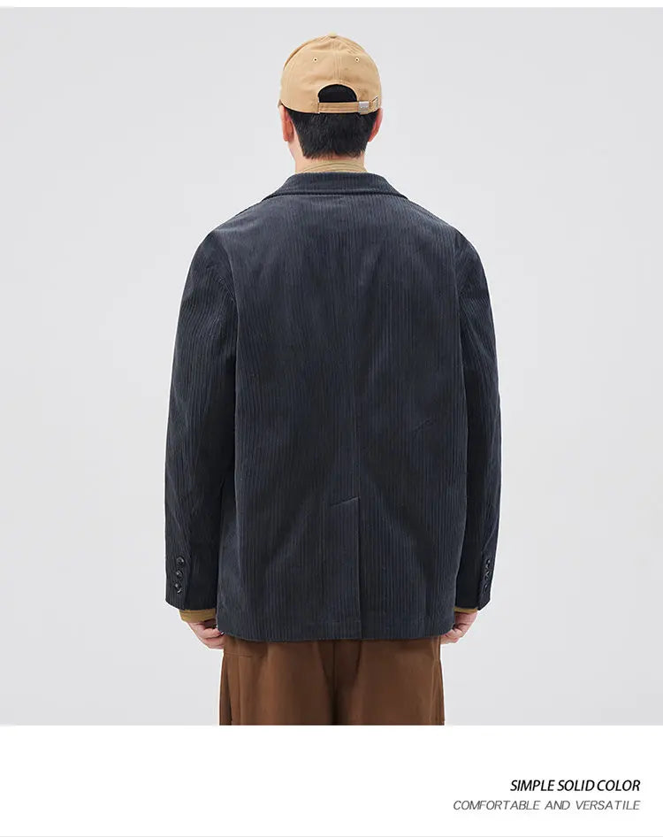 mens loose casual plus size fashion retro corduroy blazer jacket handsome man commuter business suit coat blazers outerwear unique default style 1220