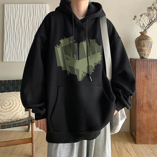 Autumn New Love Graphic Print Hoody Sweatshirts Man Hip Hop Oversized Streetwear Pullover Hoodies Y2K Vintage Casual Clothes Street King Limited