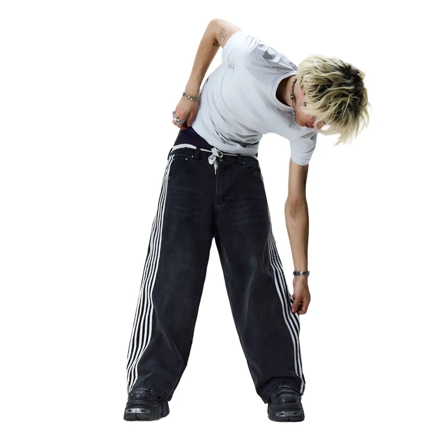 simplicity vintage baggy black jeans denim gym 2024 new pants mens womens harajuku casual pants y2k new high waist men clothing unique jeans style 3955