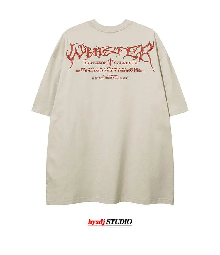 European and American trendy high street niche printed short-sleeved T-shirts for men summer American street tops men clothing Street King Limited