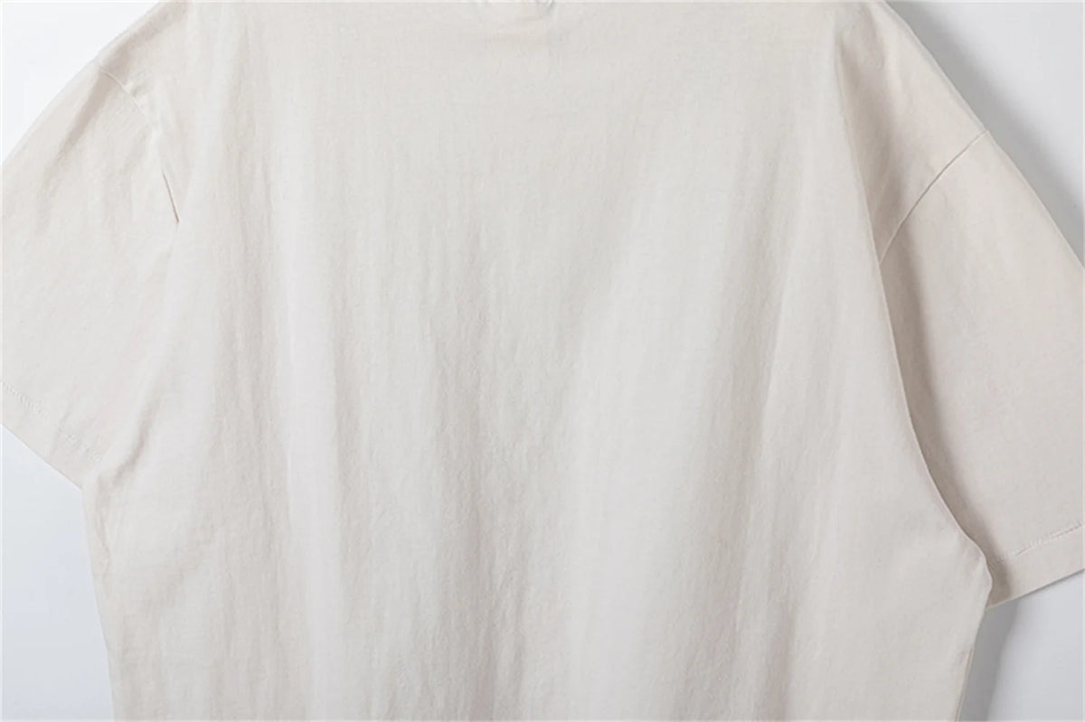 Vintage Retro Series VEGES Print High-Street Worn Streetwear Cotton Quality Casual Loose Short Sleeve Tops T-Shirt Street King Limited