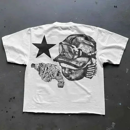 Harajuku Streetwear Y2K New T shirt Men Hip Hop Bulletproof Vest Graphic Print Oversized Cotton Short Sleeved Casual Tops Tees Street King Limited