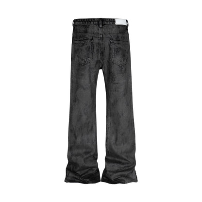 high street hand brushed glue sparkling baggy flare jeans for men y2k pantalones hombre leather pants oversized denim trousers 1 unique jeans style 5416
