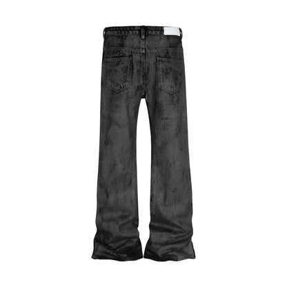 high street hand brushed glue sparkling baggy flare jeans for men y2k pantalones hombre leather pants oversized denim trousers 1 unique jeans style 5402