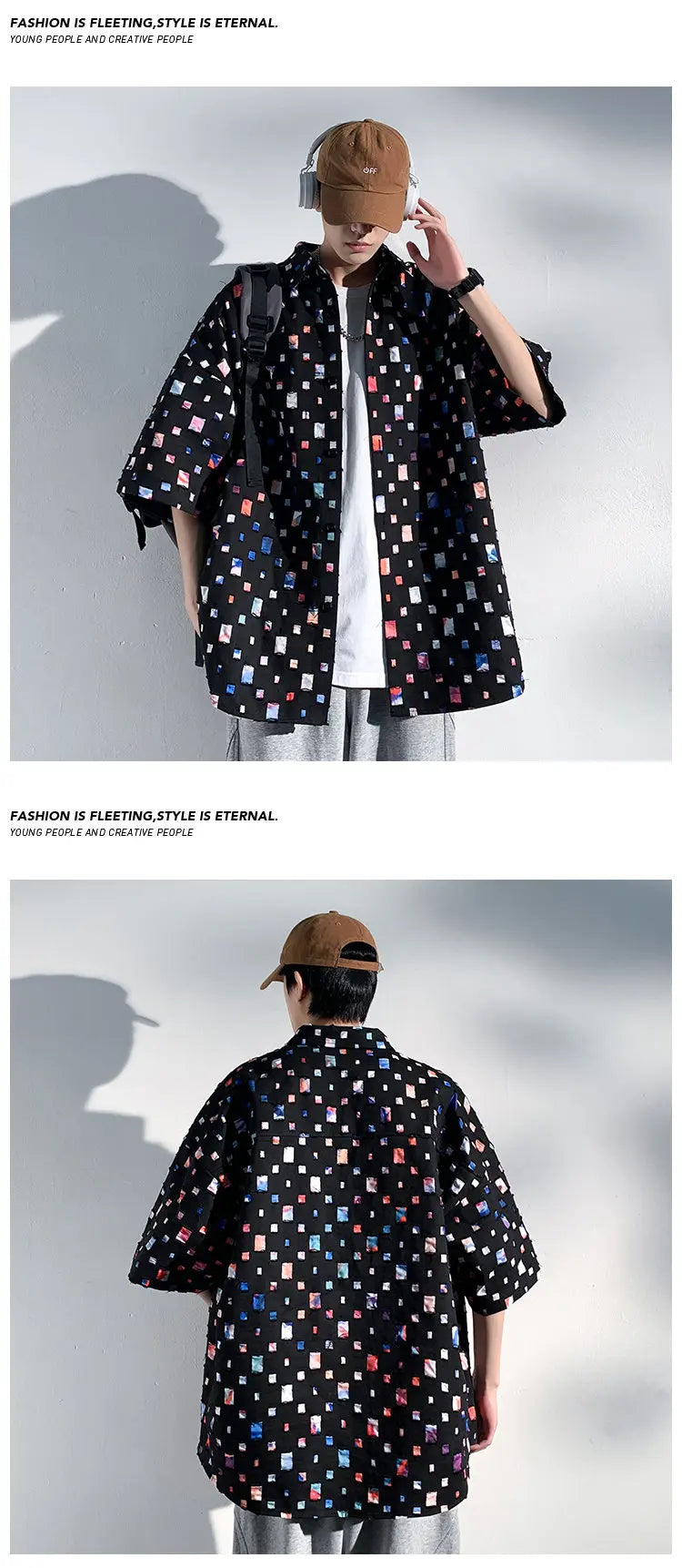 Summer Short Sleeved Shirt Men Fashion Retro Hollowed Out Shirt Men Streetwear Loose Colored Plaid Shirt Mens Large Size M-5XL Street King Limited