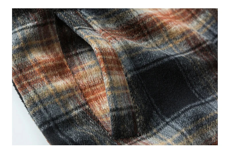 double side wearable coach jacket men streetwear fashion cleanfit splice plaid loose casual outdoor cargo jacket boyfriend coat unique cargo style 826