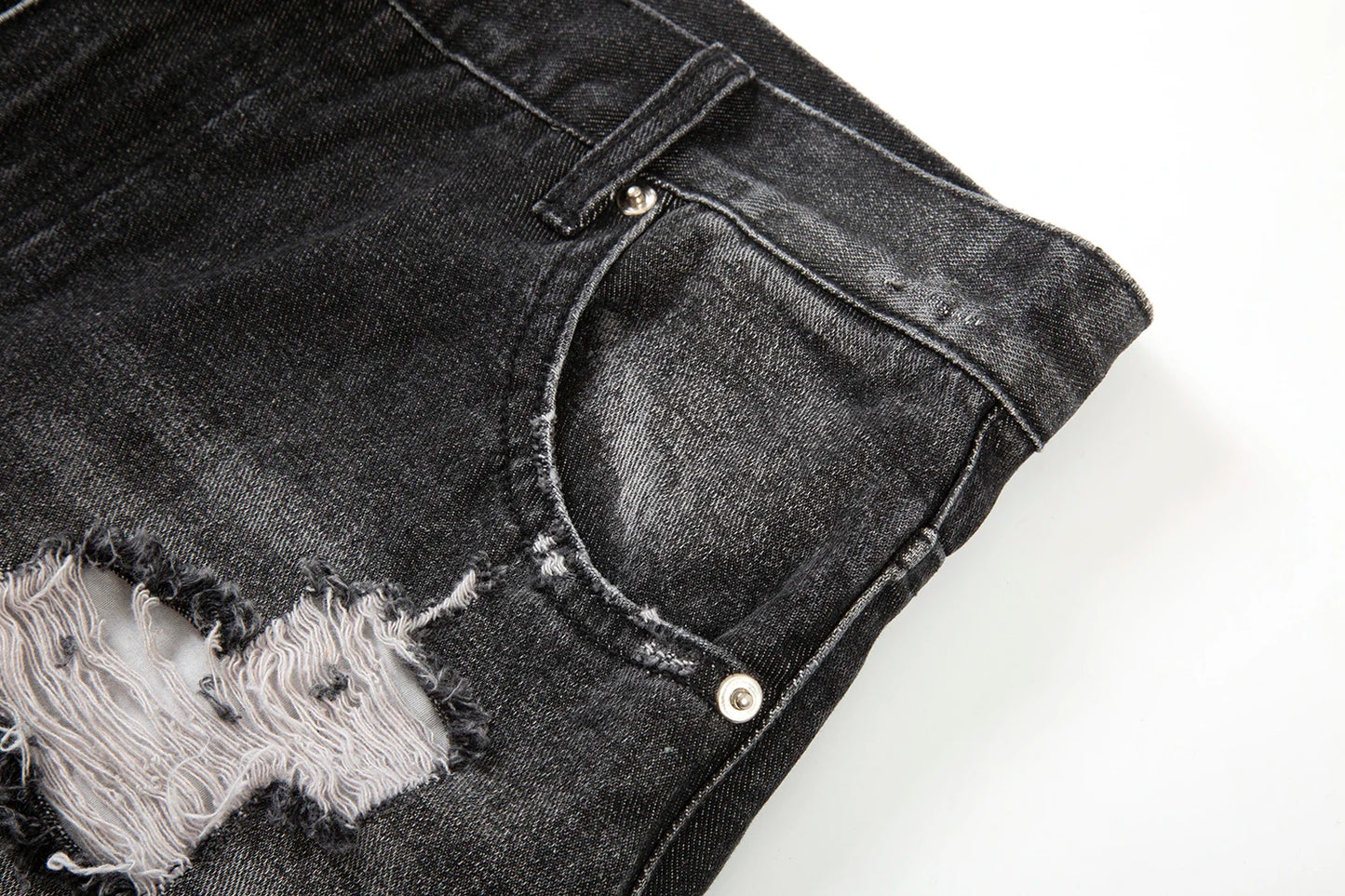 Hip Hop Washed Knee Hole Baggy Wide Leg Casual Jeans for Men Y2K Ripped Loose Distressed Denim Trousers Oversized Cargo Pants Street King Limited