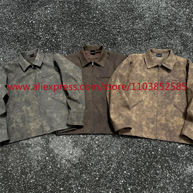 autumn and winter vintage long sleeved leather jacket american heavy duty motorcycle high street short style distressed lapel unique shorts style 1211