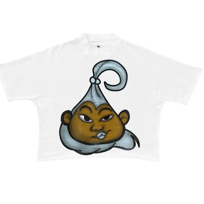 Harajuku cartoon big head pattern graphic t shirts oversized t shirt casual goth y2k tops streetwear 2000s vintage men clothing Street King Limited