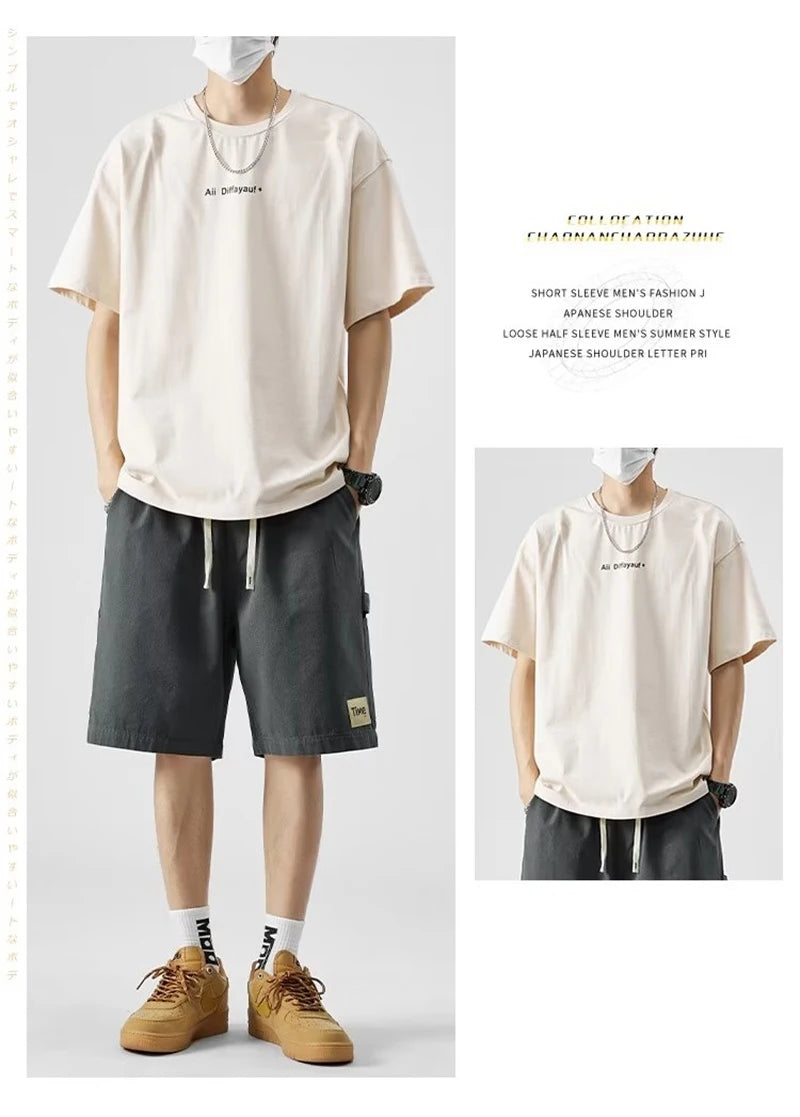 summer american casual retro shorts for men 2025 new loose straight short sweatpant streetwear fashion five point baggy bermudas unique joggers style 337