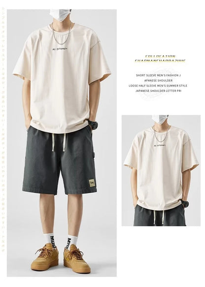 summer american casual retro shorts for men 2025 new loose straight short sweatpant streetwear fashion five point baggy bermudas unique joggers style 337