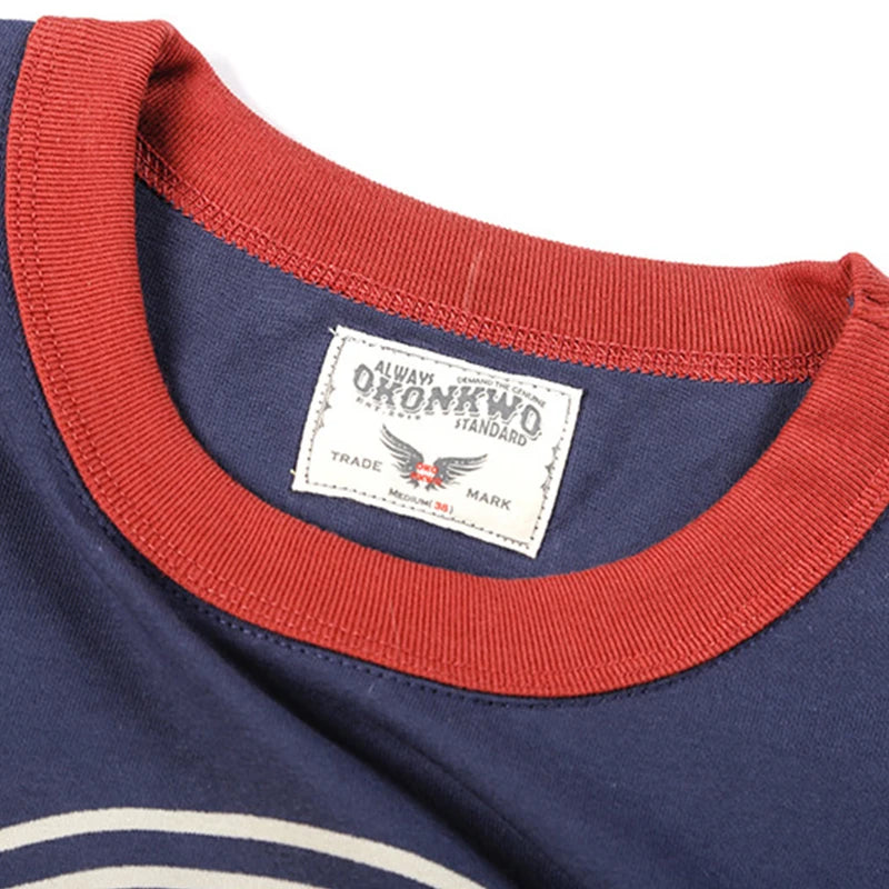Summer Men'S Short Sleeved New Cotton Letter Printing Locomotive Element Thread Color Matching Round Neck Casual T-Shirt Street King Limited