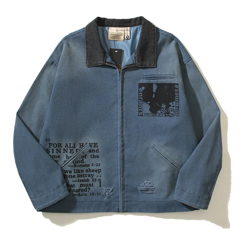 high street y2k lapel worn frayed cleanfit work jacket unisex washed casual chaquetas hombre ropa casual bomber coat oversized unique default style 490