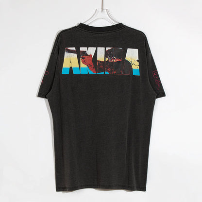 24ss Summer Vintage Retro Anime Printing High-Street T-Shirt Tops Street King Limited