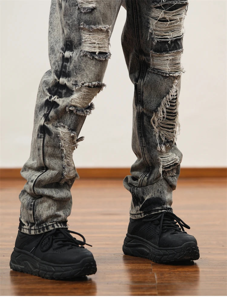 destroy distressed ripped denim jean pants new fashion biker jeans streetwear slim pants jogger y2k mens jeans skinny jeans men unique joggers style 1433