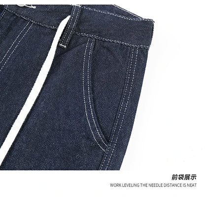 men autumn summer streetwear fashion plus size loose casual straight cargo jeans pant campus boy jeans trousers unique cargo style 2281