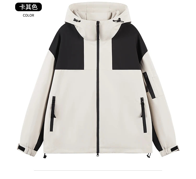 autumn new punching jacket waterproof outdoor wear man fashion splicing colour collision leisure jacket basic unisex coats unique default style 5662