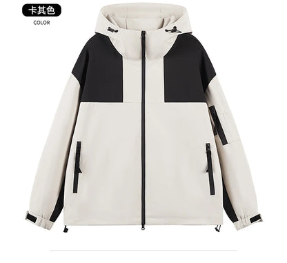 autumn new punching jacket waterproof outdoor wear man fashion splicing colour collision leisure jacket basic unisex coats unique default style 5662