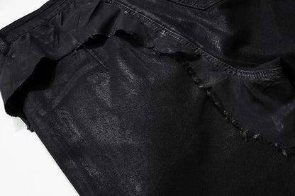 hi street flared jeans men broken patchwork denim pants streetwear harajuku luxury designer black jeans trousers male unique jeans style 474