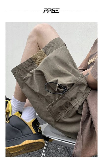 Korean style functional casual work shorts men summer Y2K street hip hop casual trendy brand ins mid pants beach sports pants Street King Limited