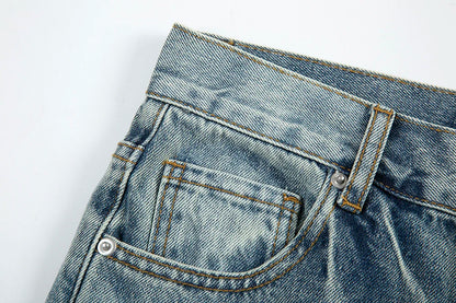 Frayed Hole Damaged Washed Blue Baggy Jeans for Men Y2k Streetwear Straight Casual Denim Trousers Ropa Hombre Loose Cargo Pants Street King Limited