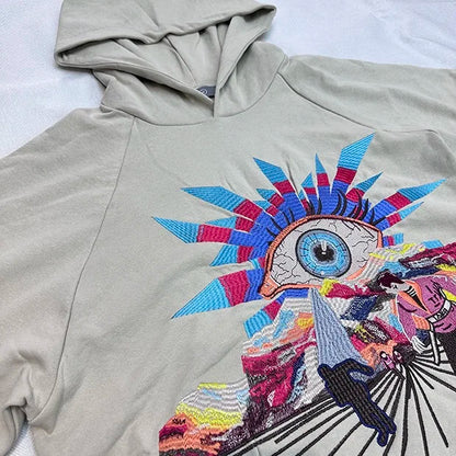 Autumn and winter 2024 new all-seeing eye embroidered hoodie Street King Limited