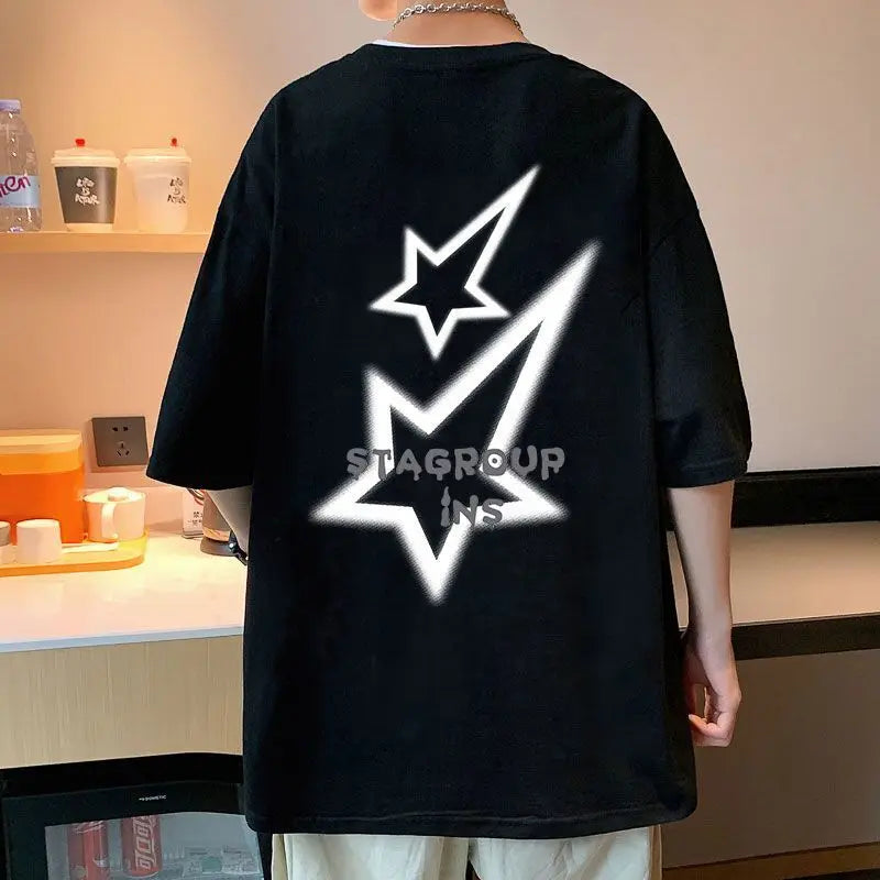 American retro star fashion brand pure cotton short-sleeved T-shirt for men and women summer loose ins trend half-sleeved shirts Street King Limited
