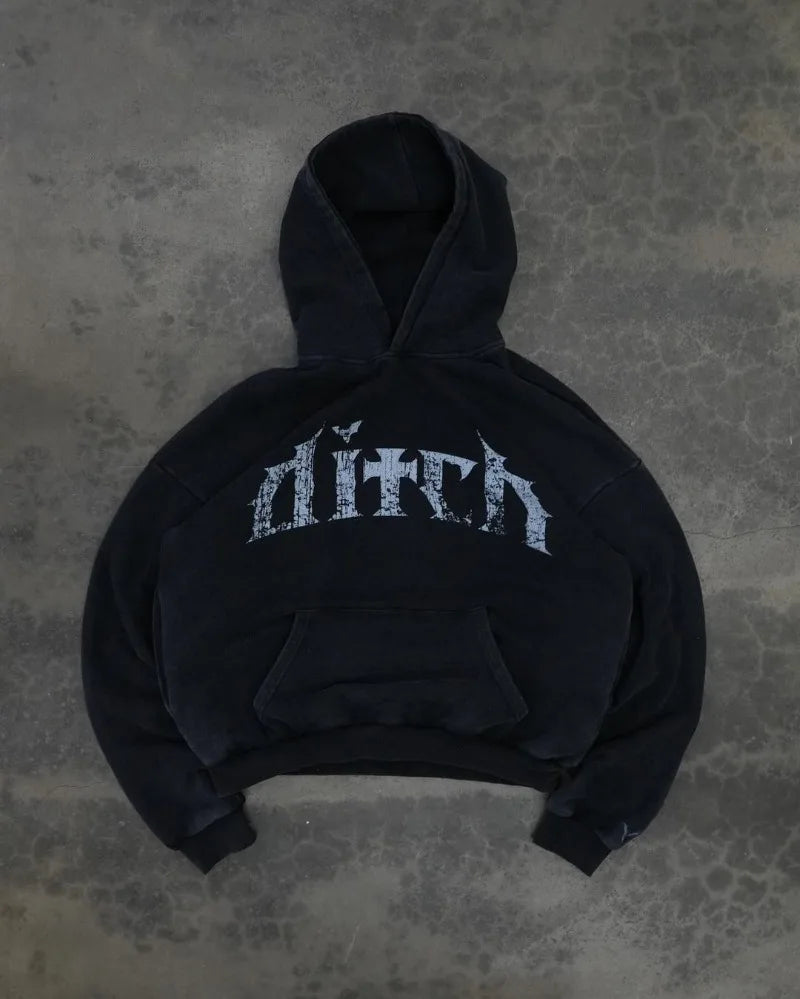 European and American New Dark Style Printed Oversized Hoodie Men Y2k Harajuku High Street Hip-hop Retro Fashion Pullover Women Street King Limited