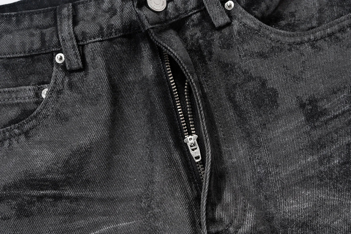 high street hand brushed glue sparkling baggy flare jeans for men y2k pantalones hombre leather pants oversized denim trousers 1 unique jeans style 5417
