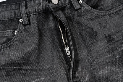 high street hand brushed glue sparkling baggy flare jeans for men y2k pantalones hombre leather pants oversized denim trousers 1 unique jeans style 5417