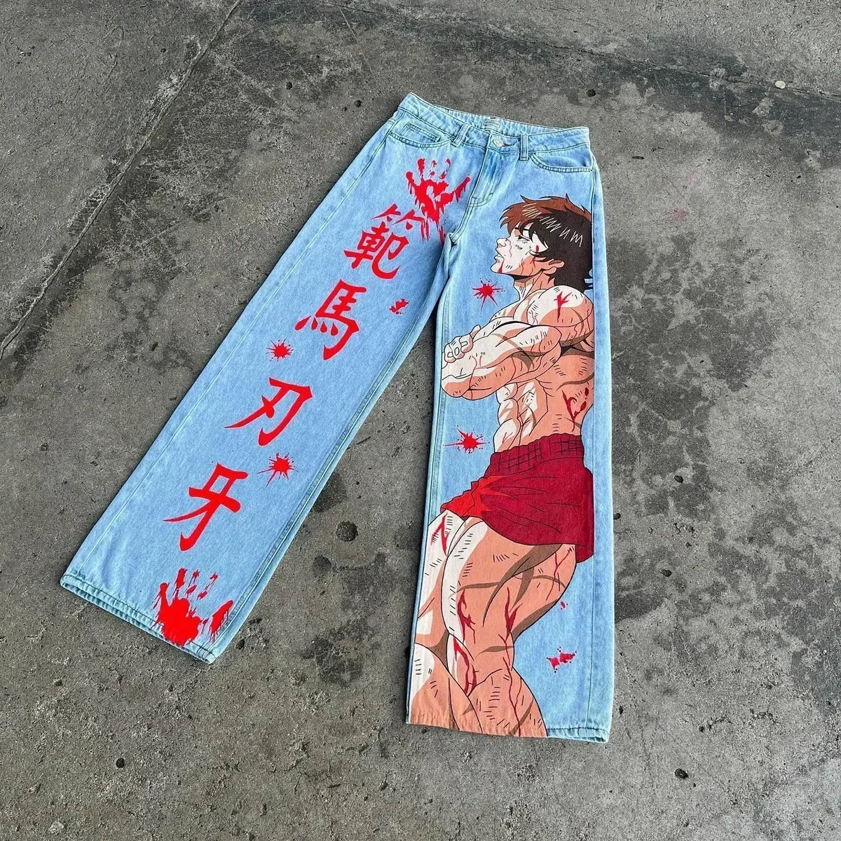 harajuku high street y2k baggy jeans punk popular print wide leg denim pants jeans streetwear trouser men clothing unique jeans style 1994