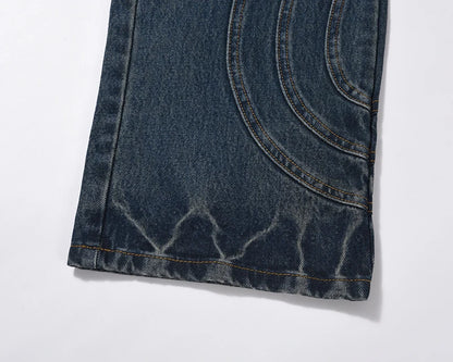 mens retro washed denim jeans loose straight pants 2023 new fashion streetwear trousers hip hop casual zipper jean pants joggers unique joggers style 1491