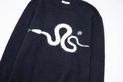 New 2024 Men Luxury Gentleman Embroidered Snakes Cotton Knit Casual Sweaters Pullover Asian Size High Drake #726 Street King Limited