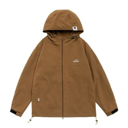 outdoor sports charging jacket mens 2024 spring japanese casual waterproof hooded trench coat multi pocket hiking windbreaker unique default style 2437